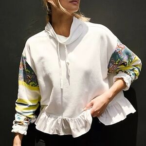 FP Movement by Free People White Floral Cowl Neck Sweater